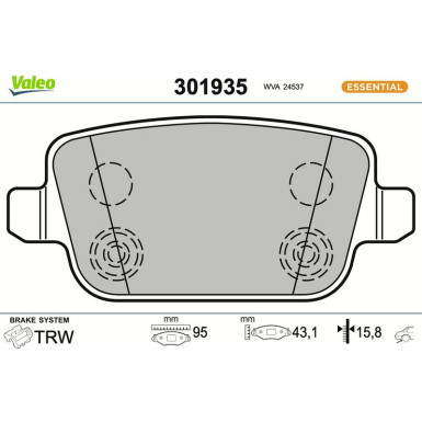 301935 Bremsbelagsatz, Scheibenbremse ESSENTIAL