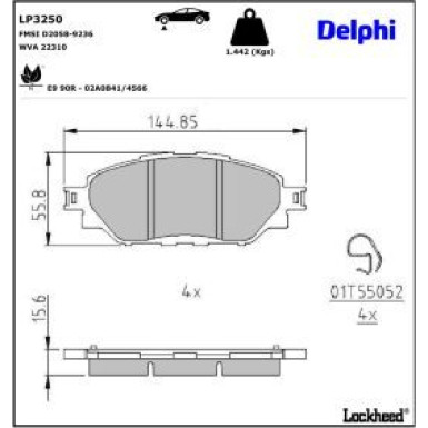 Delphi Bremsbelagsatz, Scheibenbremse LP3250