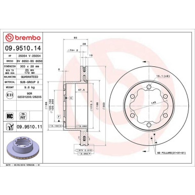 09.9510.11 Bremsscheibe PRIME LINE - UV Coated