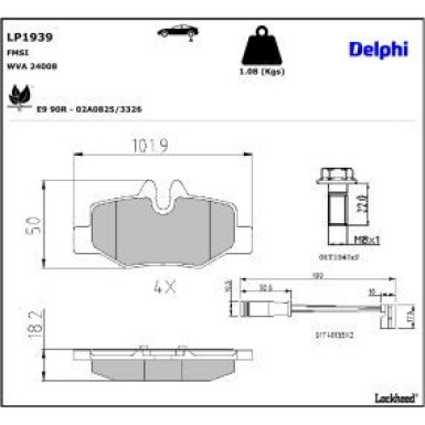 Delphi Bremsbelagsatz, Scheibenbremse LP1939