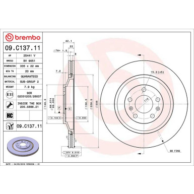 Brembo Bremsscheibe PRIME LINE - UV Coated 09.C137.11