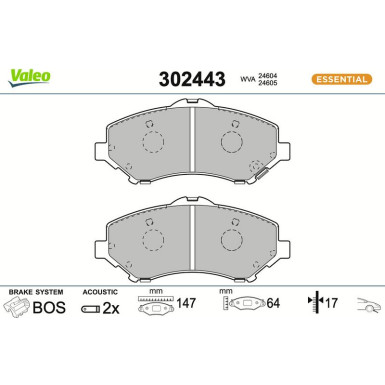 302443 Bremsbelagsatz, Scheibenbremse ESSENTIAL