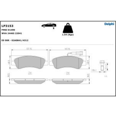 Delphi Bremsbelagsatz, Scheibenbremse LP3153
