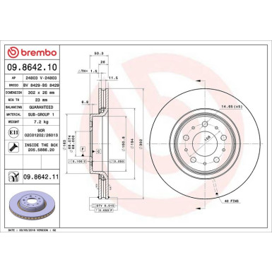 Brembo Bremsscheibe PRIME LINE - UV Coated 09.8642.11