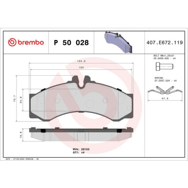 Brembo Bremsbelagsatz, Scheibenbremse PRIME LINE P 50 028