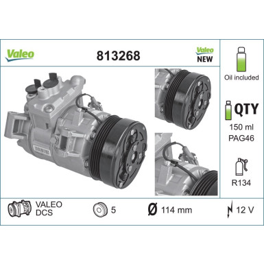 813268 Kompressor, Klimaanlage VALEO ORIGINS NEW OE TECHNOLOGIE