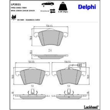 Delphi Bremsbelagsatz, Scheibenbremse LP2021