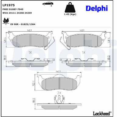 LP1975 Bremsbelagsatz, Scheibenbremse