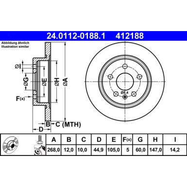 ATE | Bremsensatz, Scheibenbremse | 13.0460-2638.2, 24.0112-0188.1