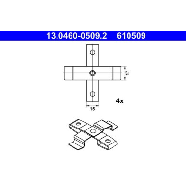 ATE | Zubehörsatz, Scheibenbremsbelag | 13.0460-0509.2