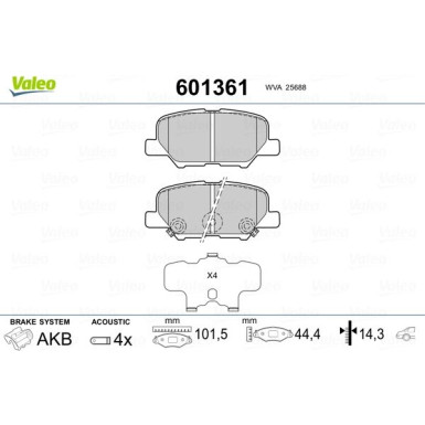 Valeo | Bremsbelagsatz, Scheibenbremse | 601361