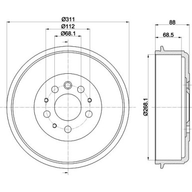 Hella | Bremstrommel | 8DT 355 301-721