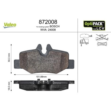 Valeo | Bremsbelagsatz, Scheibenbremse | 872008