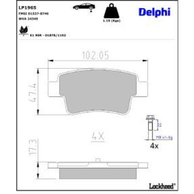 Delphi Bremsbelagsatz, Scheibenbremse LP1965