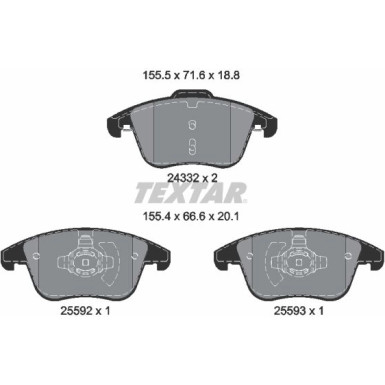 Textar | Bremsbelagsatz, Scheibenbremse | 2433205
