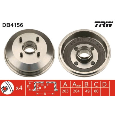 TRW | Bremstrommel | DB4156