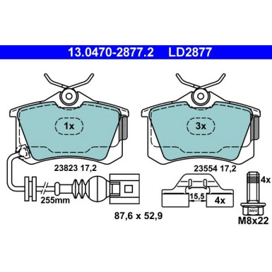 13.0470-2877.2 Bremsbelagsatz, Scheibenbremse ATE Ceramic