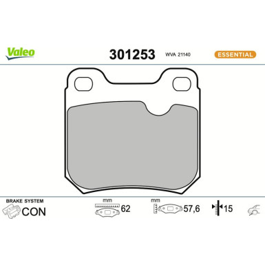 Valeo | Bremsbelagsatz, Scheibenbremse | 301253