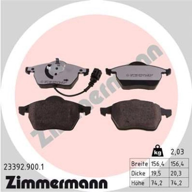 Zimmermann | Bremsbelagsatz, Scheibenbremse | 23392.900.1