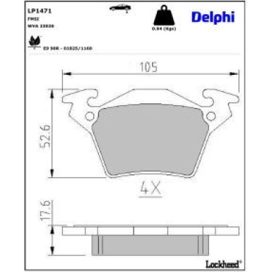 Delphi Bremsbelagsatz, Scheibenbremse LP1471