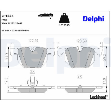 Delphi | Bremsbelagsatz, Scheibenbremse | LP1834 Delphi | Bremsbelagsatz, Scheibenbremse | LP1834