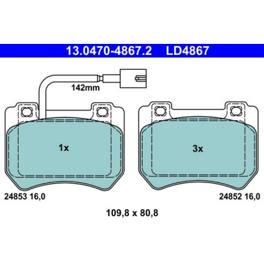 13.0470-4867.2 Bremsbelagsatz, Scheibenbremse ATE Ceramic