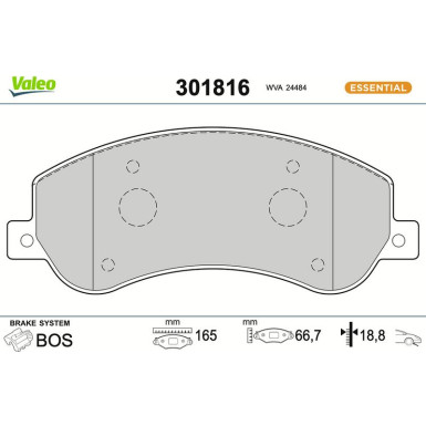 Valeo | Bremsbelagsatz, Scheibenbremse | 301816