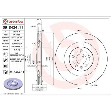 Brembo Bremsscheibe PRIME LINE - UV Coated 09.D424.11 Brembo Bremsscheibe PRIME LINE - UV Coated 09.D424.11