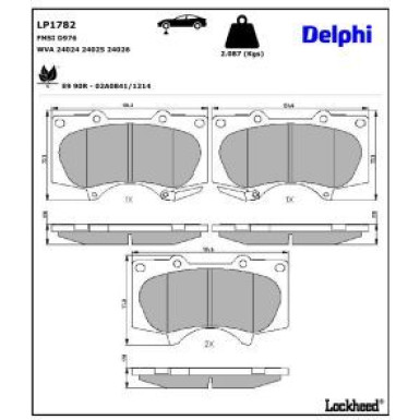 Delphi Bremsbelagsatz, Scheibenbremse LP1782