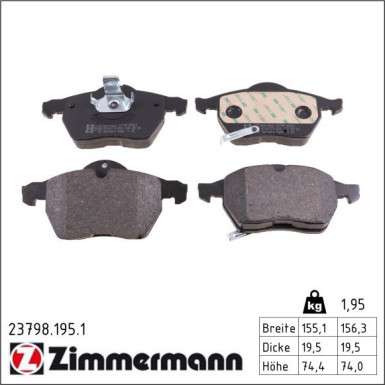 Zimmermann Bremsbelagsatz, Scheibenbremse 23798.195.1