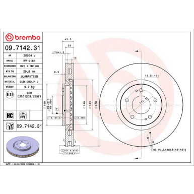 09.7142.31 Bremsscheibe PRIME LINE - UV Coated