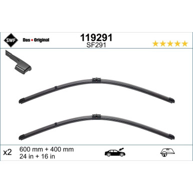 SWF Wischblatt Scheibenwischer DAS ORIGINAL SET 119291 SWF Wischblatt Scheibenwischer DAS ORIGINAL SET 119291
