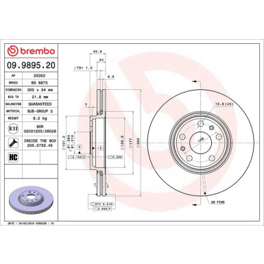09.9895.20 Bremsscheibe PRIME LINE 09.9895.20 Bremsscheibe PRIME LINE