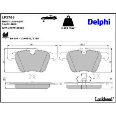 Delphi Bremsbelagsatz, Scheibenbremse LP2766
