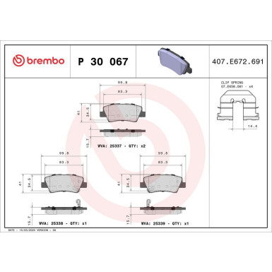 Brembo Bremsbelagsatz, Scheibenbremse PRIME LINE P 30 067