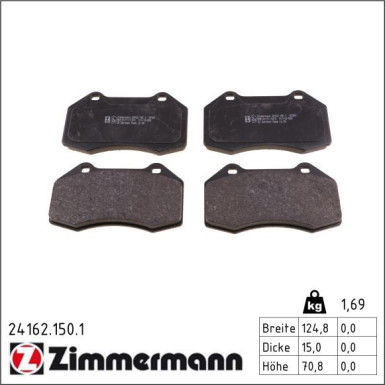 Zimmermann Bremsbelagsatz, Scheibenbremse 24162.150.1