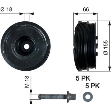 Gates Riemenscheibe, Kurbelwelle DriveAlign™ TVD1037A