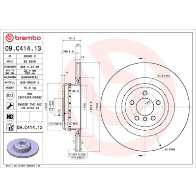 09.C414.13 Bremsscheibe PRIME LINE - Composite