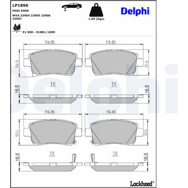 LP1896 Bremsbelagsatz, Scheibenbremse