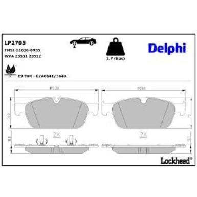 Delphi Bremsbelagsatz, Scheibenbremse LP2705