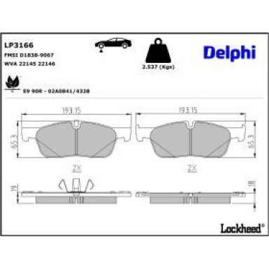 Delphi Bremsbelagsatz, Scheibenbremse LP3166