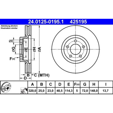 ATE | Bremsscheibe | 24.0125-0195.1