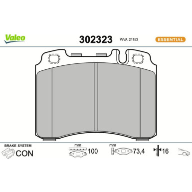 Valeo Bremsbelagsatz, Scheibenbremse ESSENTIAL 302323