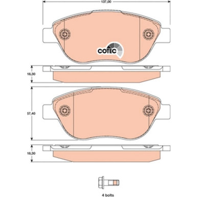 TRW Bremsbelagsatz, Scheibenbremse COTEC GDB1750