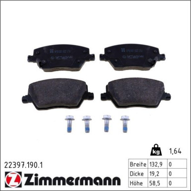 Zimmermann Bremsbelagsatz, Scheibenbremse 22397.190.1