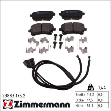 Zimmermann Bremsbelagsatz, Scheibenbremse 23883.175.2