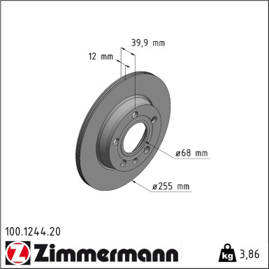 Zimmermann Bremsscheibe Coat Z 100.1244.20 Zimmermann Bremsscheibe Coat Z 100.1244.20