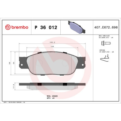 Brembo Bremsbelagsatz, Scheibenbremse PRIME LINE P 36 012