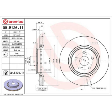 09.E126.11 Bremsscheibe PRIME LINE - UV Coated