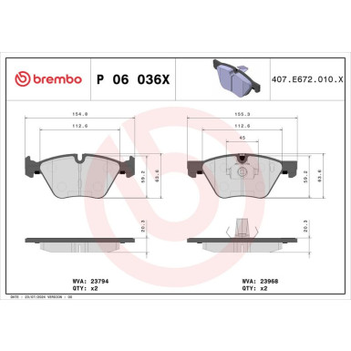 Brembo Bremsbelagsatz, Scheibenbremse XTRA LINE P 06 036X